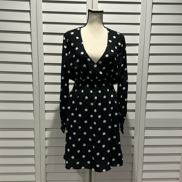 7 For All Mankind | Dresses | 7 For All Mankind Nwot Polka Dots Midi Long  Sleeves Dress In Rayonviscose Blend | Poshmark